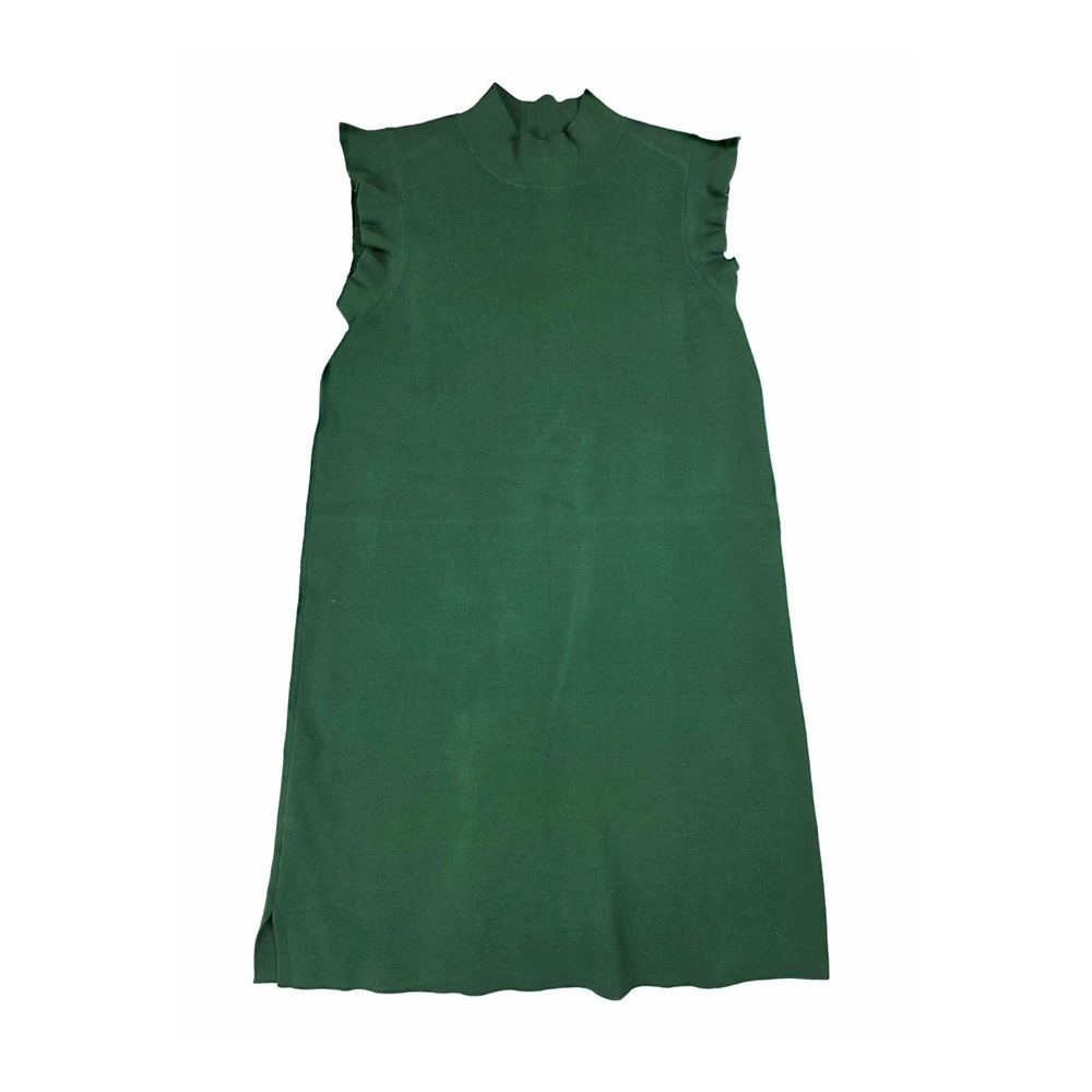 Ann Taylor Green Flutter Cap Sleeve Mock Neck Dress Women's Size Medium